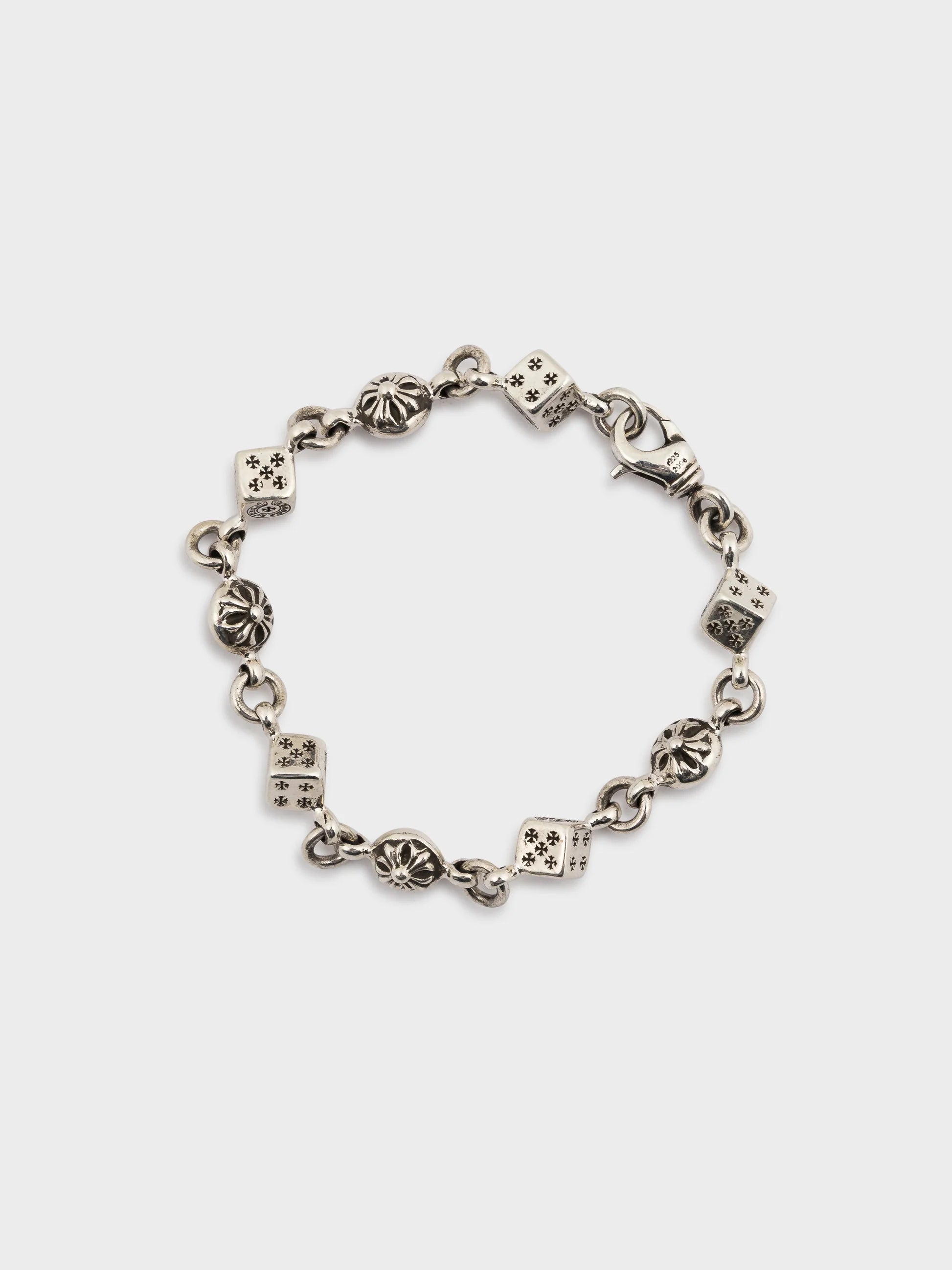 Chrome Logo Dice Charm Bracelet