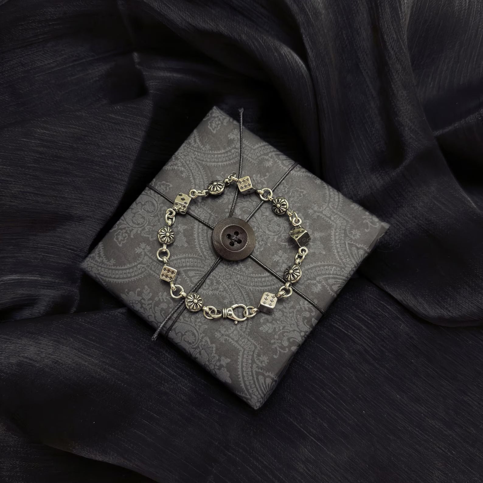 Chrome Logo Dice Charm Bracelet